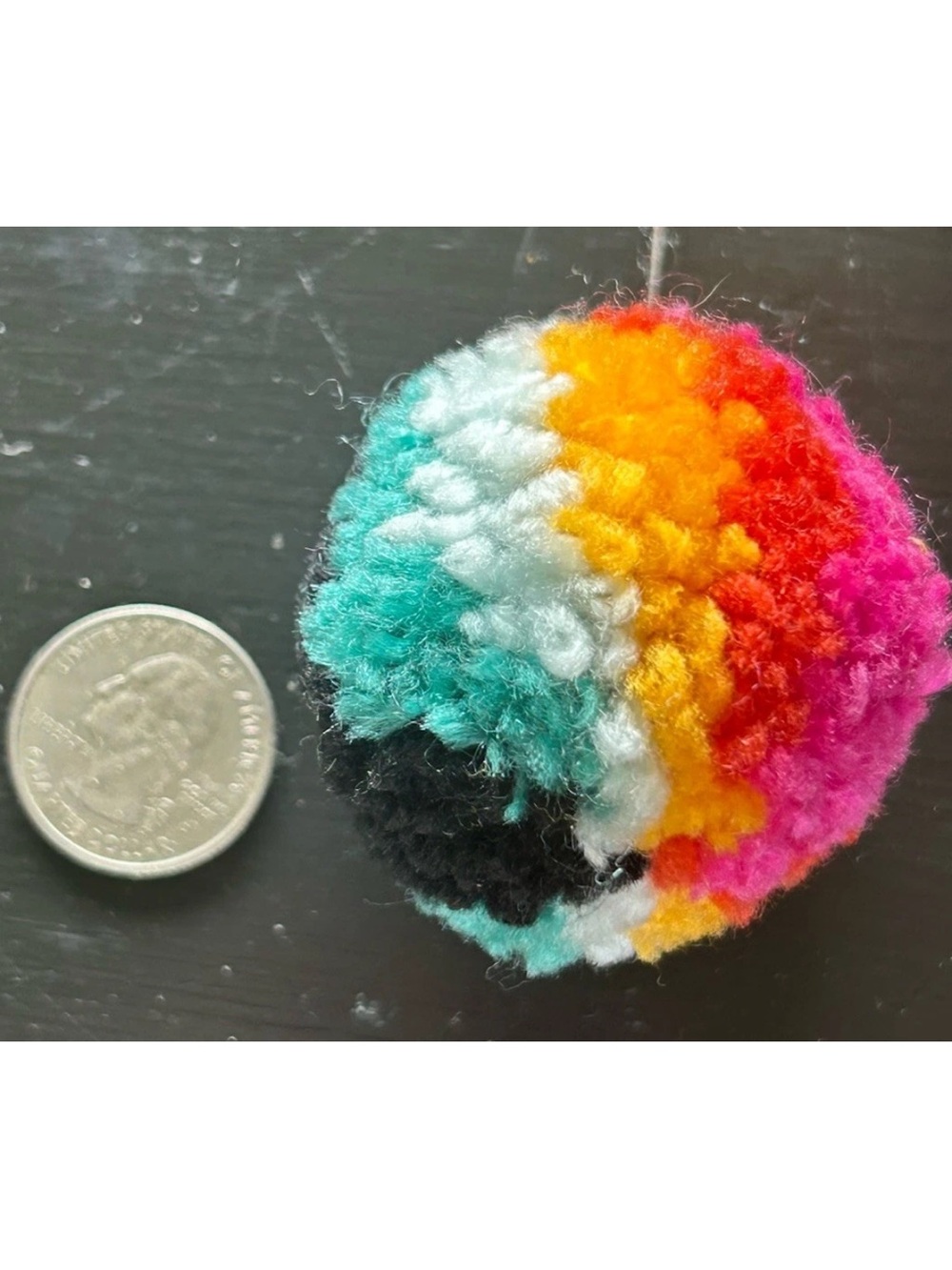 Multicolor Pom Pom Dangle Drop Yarn Earrings Boho Excellent Condition 2” - Picture 4 of 4